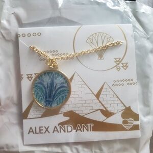 NWT Alex And Ani Blue LOTUS 21 in Adj Necklace